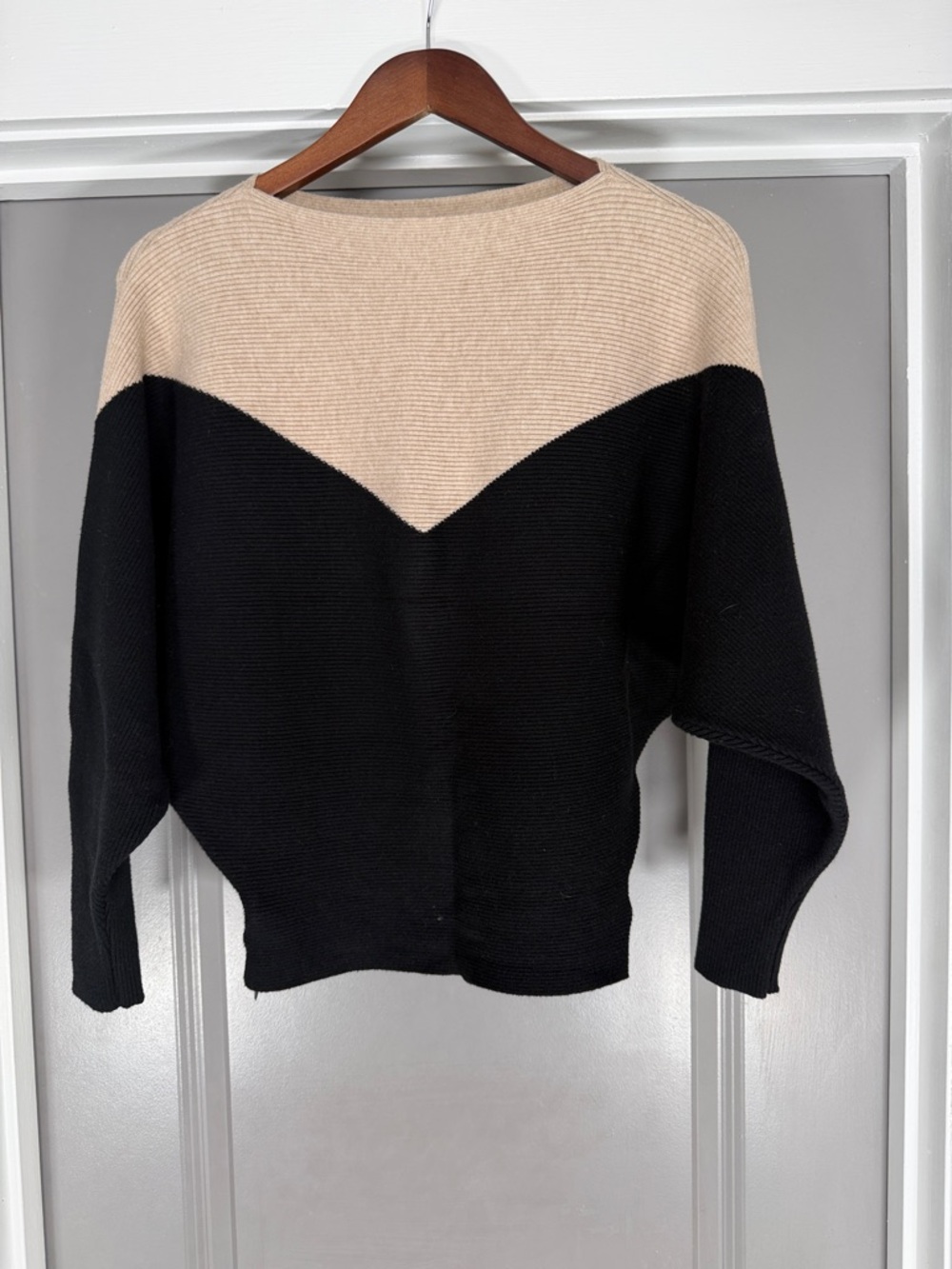 Two-Tone Black and Beige Women's Sweater